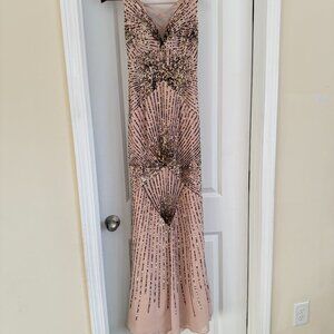 Beige/Gold Sequins Dress